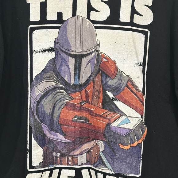 Star Wars mandalorian Black Graphic T-Shirt - Picture 3 of 6